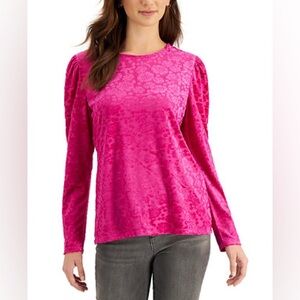 Charter Club Pink Burnout Velvet Top